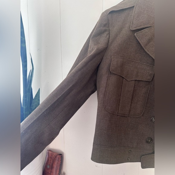 vintage • wwii army coat wool blazer green military jacket - Picture 8 of 12